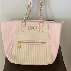 betsey johnson white and pink purse